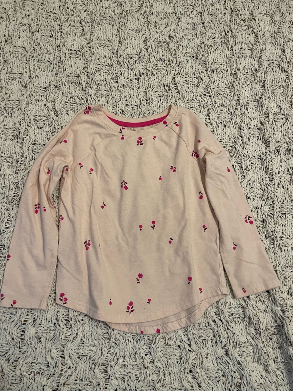 Cat & Jack Pink Long Sleeve Tee with Small Rose Print